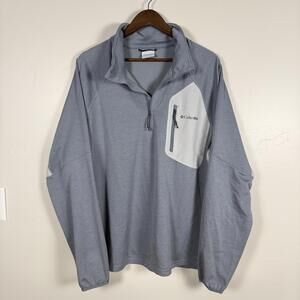 Columbia Men’s XL Gray Quarter Zip Micro Fleece Pullover Jacket Outdoor Hiking